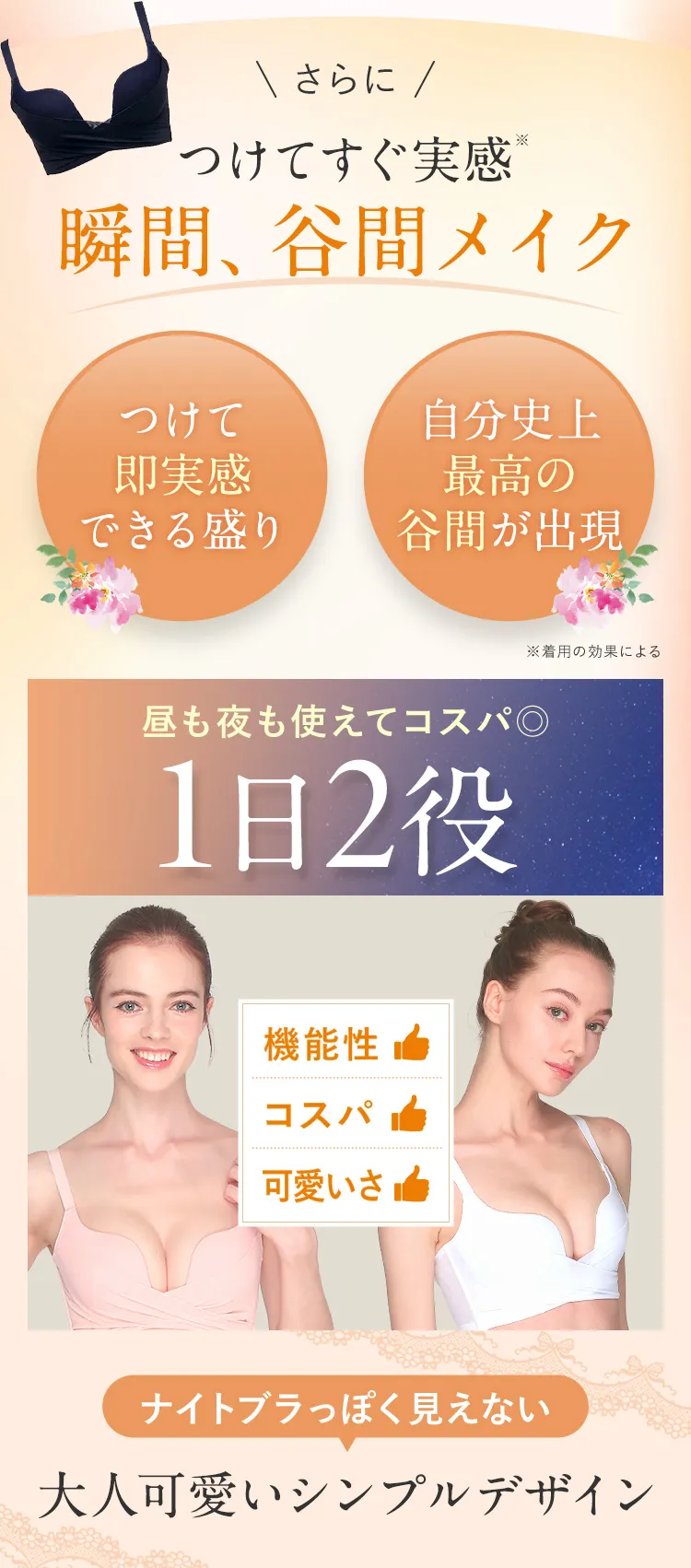 つけてすぐ実感 瞬間、谷間メイク